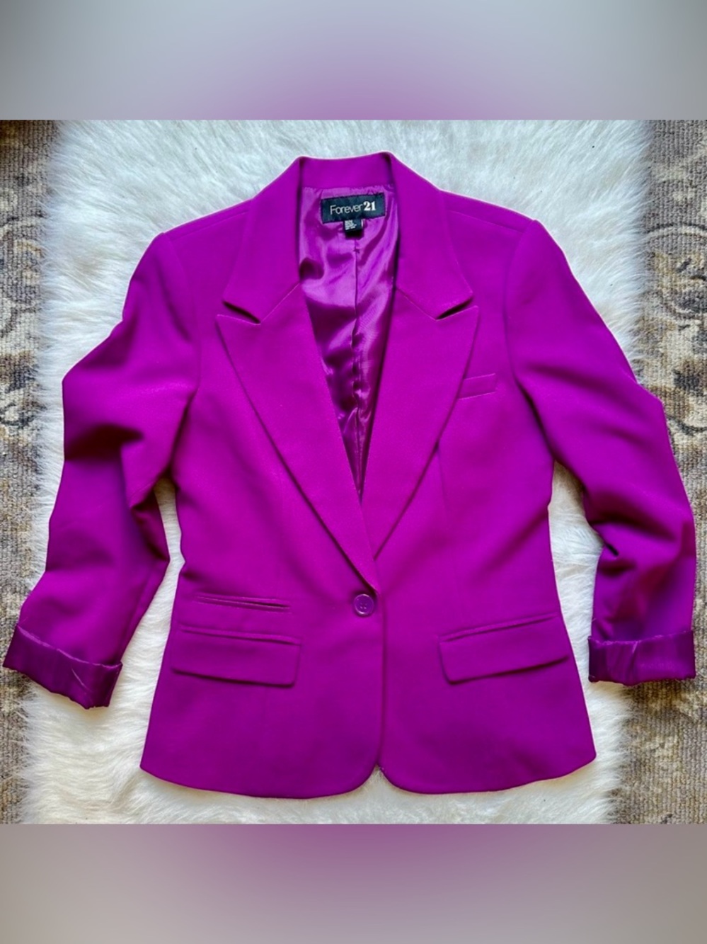 *NWOT* Forever 21 Magenta/Purple Fitted Blazer w/ Tailored Silhouette (size M) - Picture 9 of 9